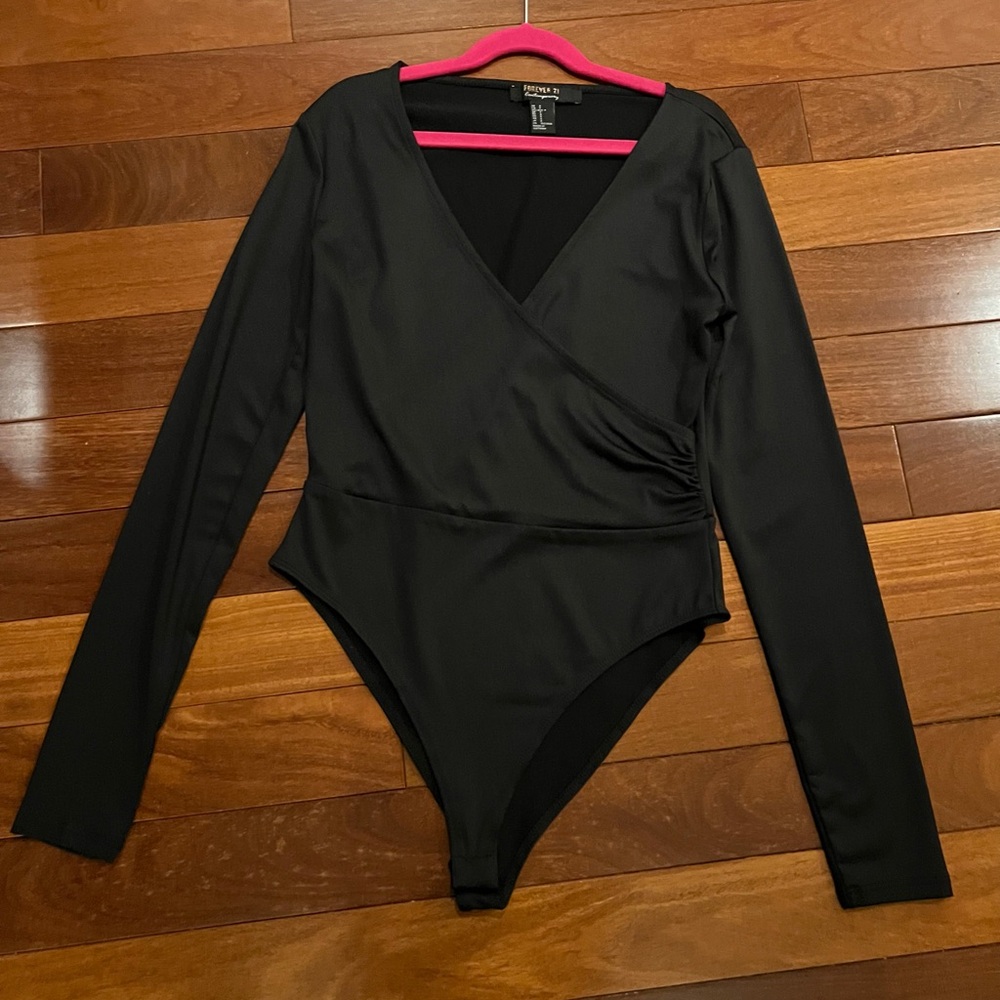 Forever 21 Black Wrap Bodysuit